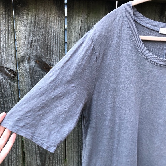 Mododoc 100% Cotton Shirt Dress Size L Gray Exposed Pockets Lagenlook - Picture 4 of 11